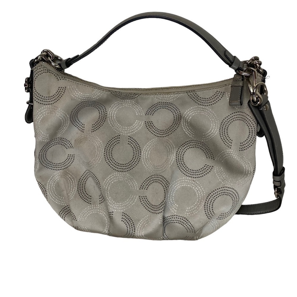 Coach Handbag Crossbody Silver Signature C - Picture 7 of 12